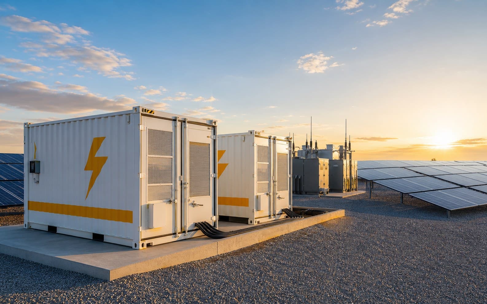 Containers BESS Boyier em uma usina fotovoltaica